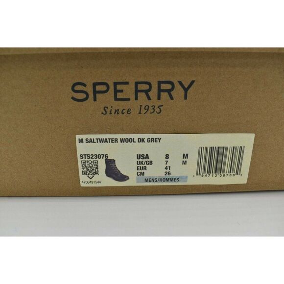 Sperry Mens Size‎ 8 M Saltwater Wool Dark Grey Duck Boots Shoes STS23076 main image 7